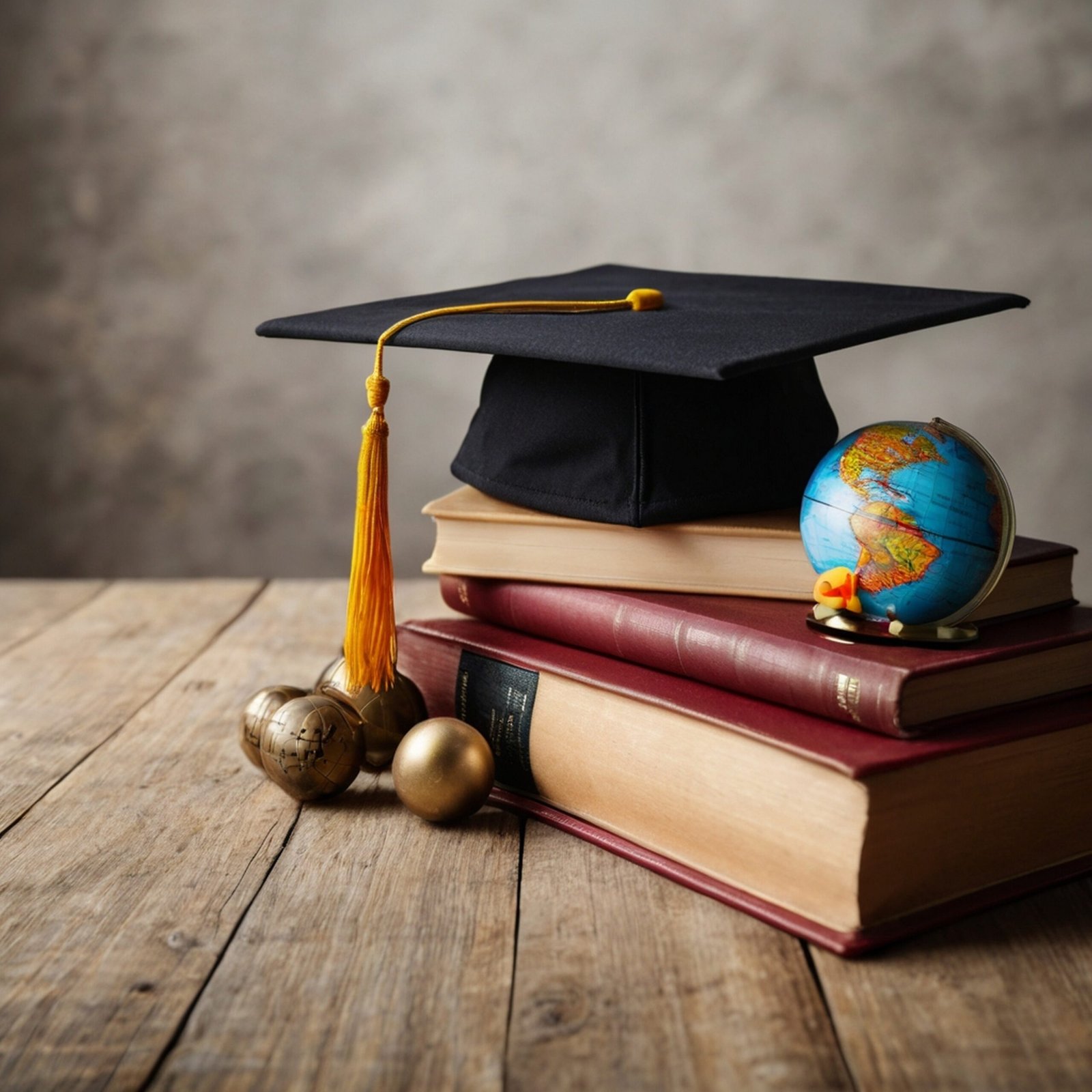 globe sits top books with globe top it scaled